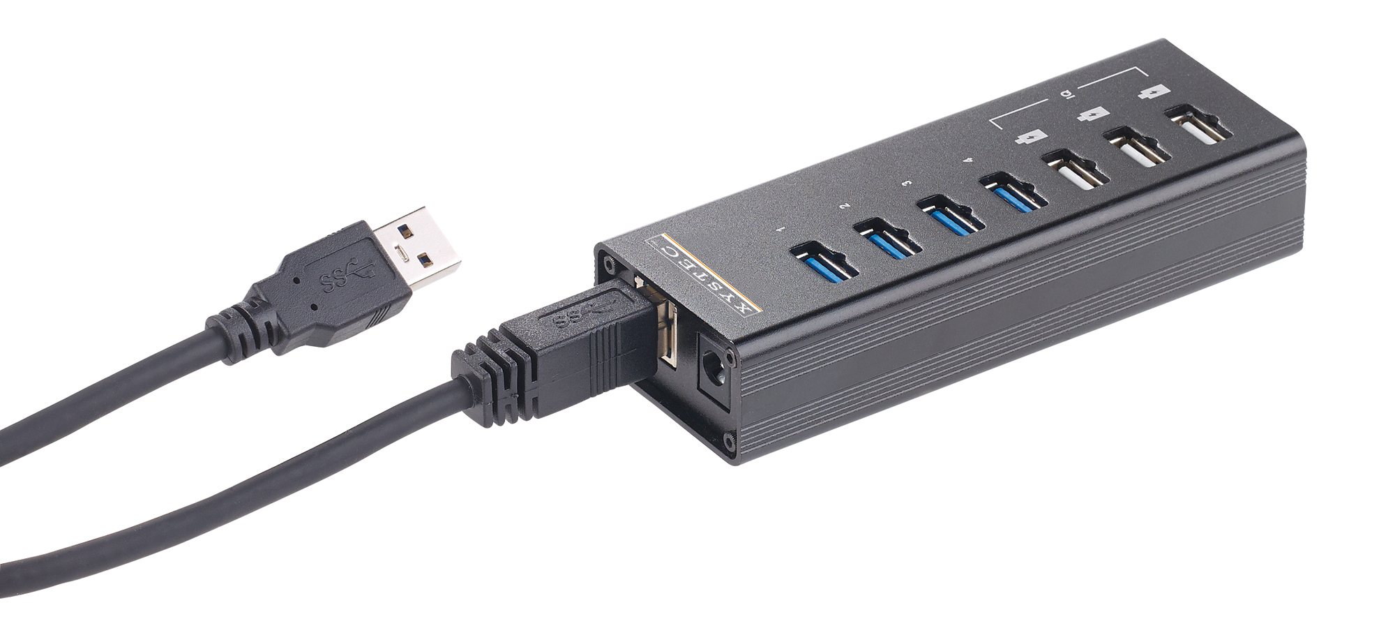 Xystec Aktiver USB-3.0-Hub mit 4 Ports& 3 Schnell-Lade-Buchsen (BC 1.2), 4 A
