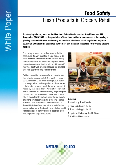 Ab sofort zum Download verfügbar: das METTLER TOLEDO White Paper zum Thema Lebensmittelsicherheit. Ab sofort zum Download verfügbar: das METTLER TOLEDO White Paper zum Thema Lebensmittelsicherheit.