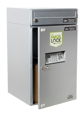 Die eBoxx mit ParcelLock System ist marktreif. Hier der Paketkasten mit integriertem Brieffach Die eBoxx mit ParcelLock System ist marktreif. Hier der Paketkasten mit integriertem Brieffach