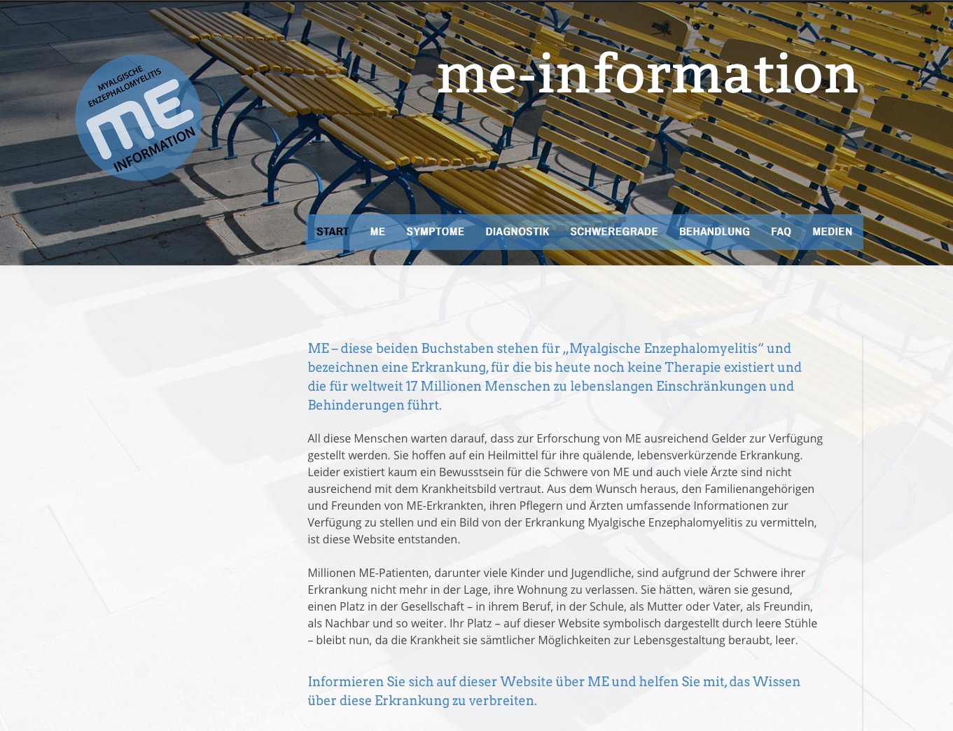 Kompetente informationen zum Thema ME: die neue Website www.me-information.de Kompetente informationen zum Thema ME: die neue Website www.me-information.de