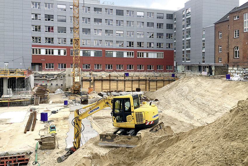 Maschinen von HKL sind beim Aus- und Umbau des Universitätsklinikum Schleswig-Holstein (UKSH) aktiv.