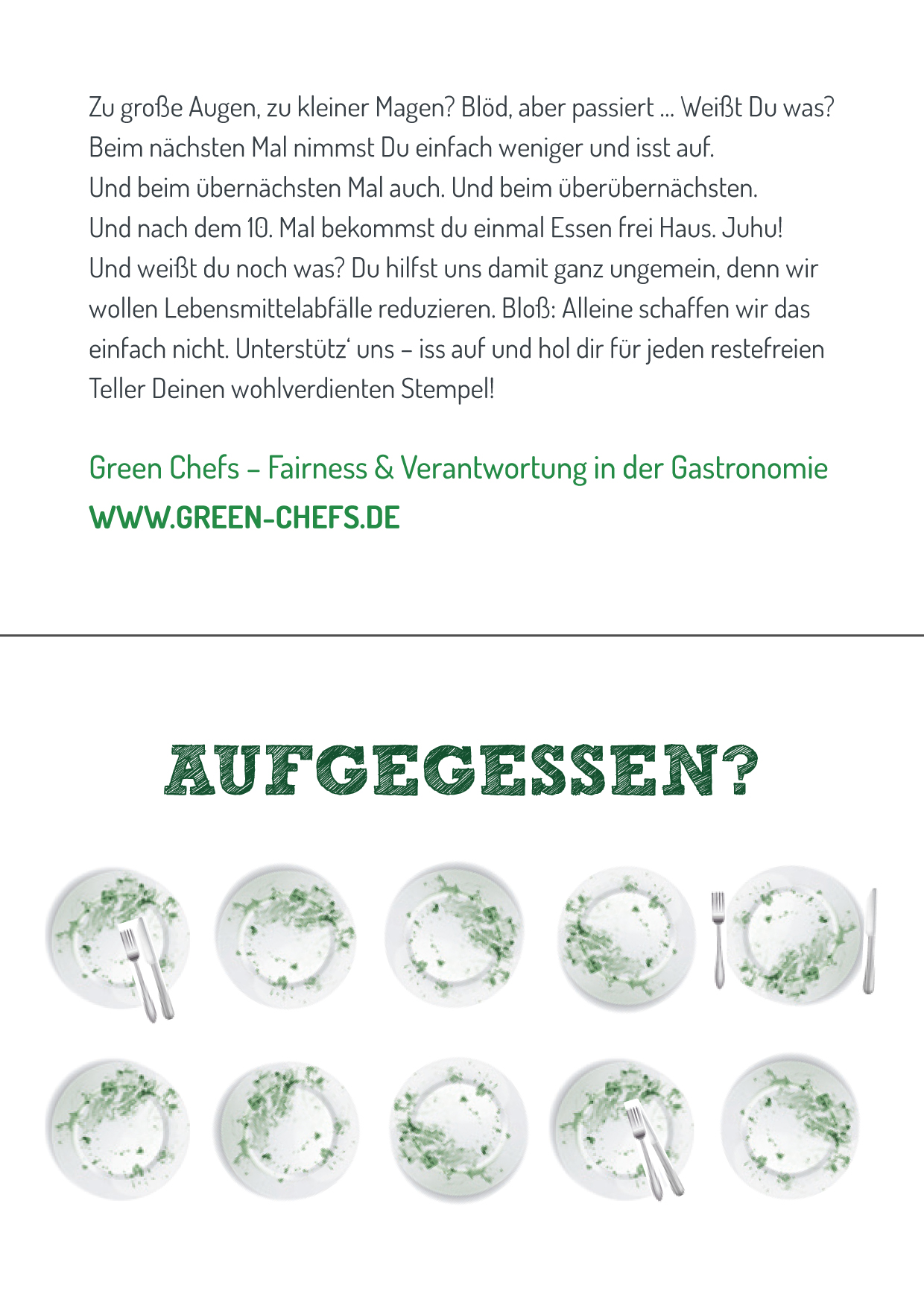 Green Chefs: Belohnung für leere Teller am Buffet Green Chefs: Belohnung für leere Teller am Buffet
