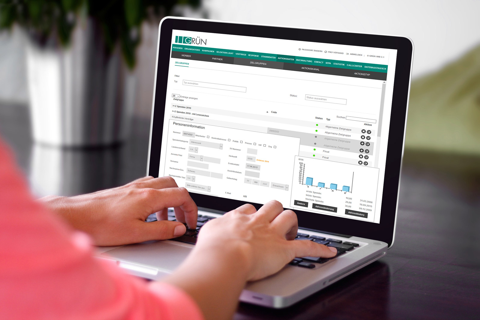 GRÜN IMB, die Software für Spendenorganisationen wird in der Version 2.8 vorgestellt.