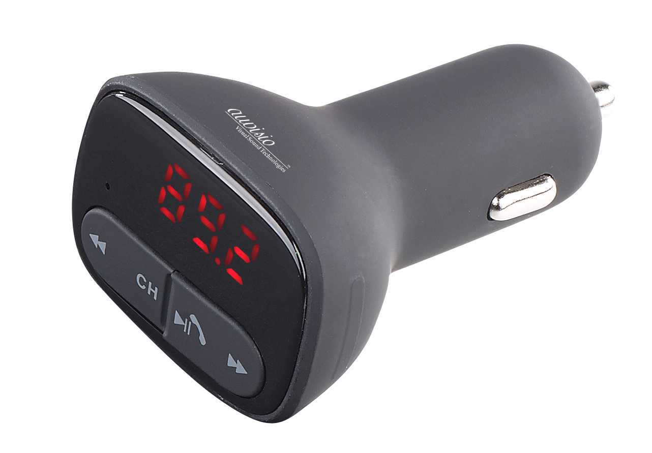 auvisio Bluetooth-FM-Transmitter und Freisprecher mit USB-Ladeport, 2,1 A, www.pearl.de
