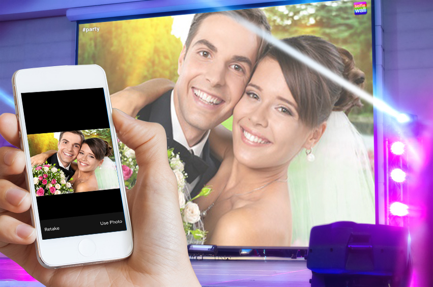 Selfiewall - eigene Partyfotos vom Handy direkt auf die Beamer-Leinwand posten