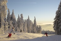 Skifahrer bei Sonne