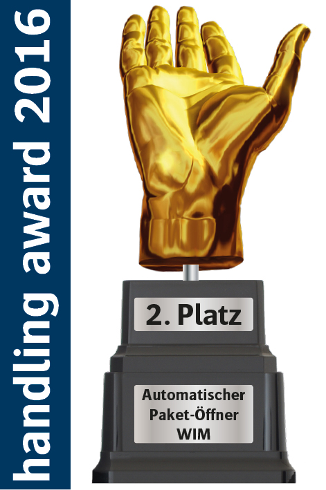 WIM Paket-Öffner wird mit dem diesjährigen Handling Award ausgezeichnet. WIM Paket-Öffner wird mit dem diesjährigen Handling Award ausgezeichnet.
