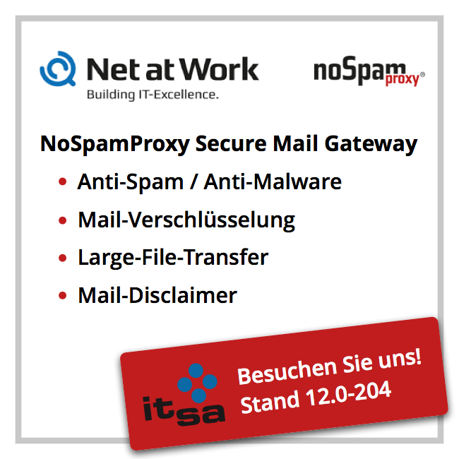 Net at Work mit NoSpamProxy 11.1 auf der it-sa 2016