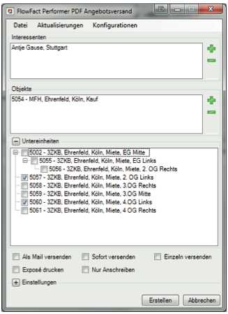 Stellen Sie mit einem Klick alle Unterlagen zum Versand an Ihre Interessenten bereit