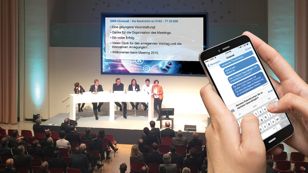 SMS Chatwall - Feedback und Rückfragen aus dem Publikum per Handy, SMS und WebApp SMS Chatwall - Feedback und Rückfragen aus dem Publikum per Handy, SMS und WebApp