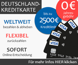 Kostenlose VisaCard Kreditkarte mit echtem Kreditrahmen inkl. Teilzahlungsfunktion