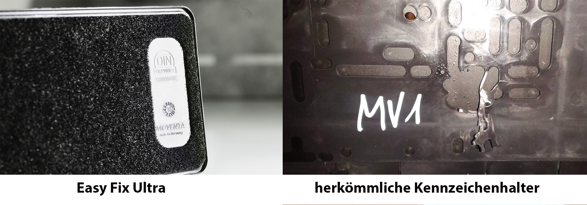 Der Easy Fix Ultra im Vergleich zu herkömmlichen Kennzeichenhaltern Der Easy Fix Ultra im Vergleich zu herkömmlichen Kennzeichenhaltern