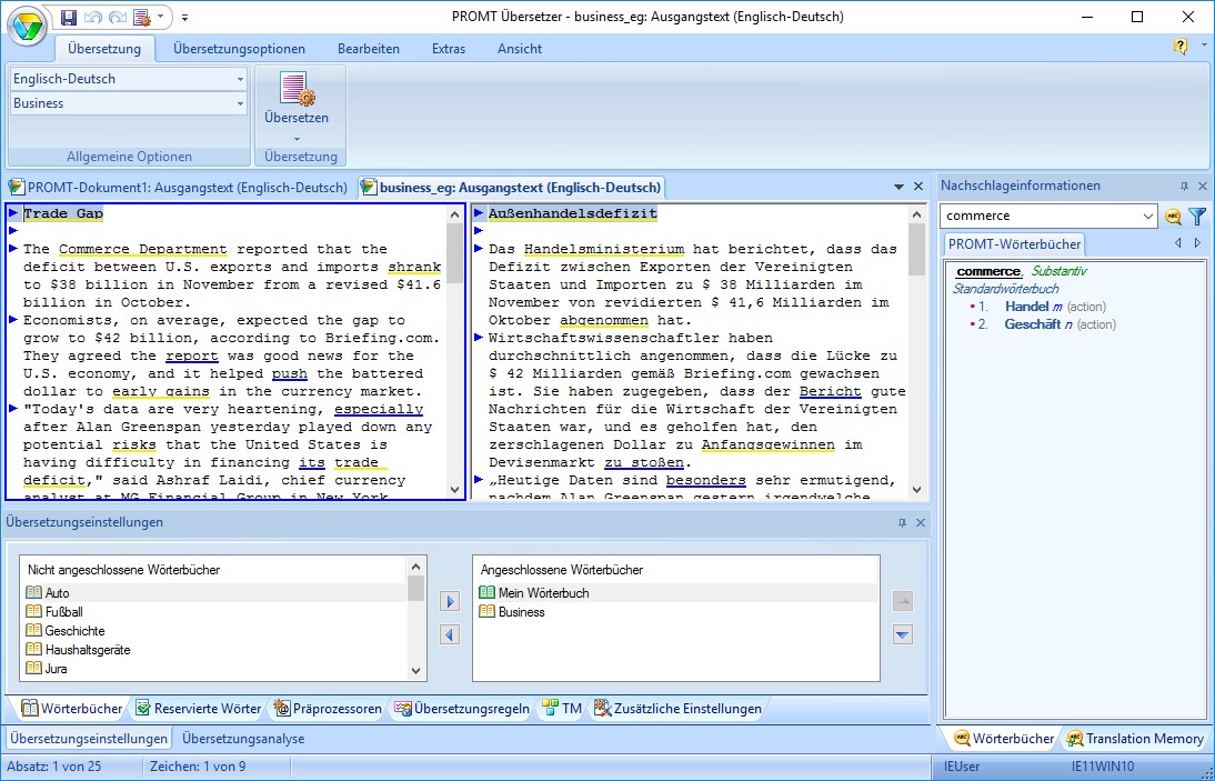 PROMT-Übersetzungseditor