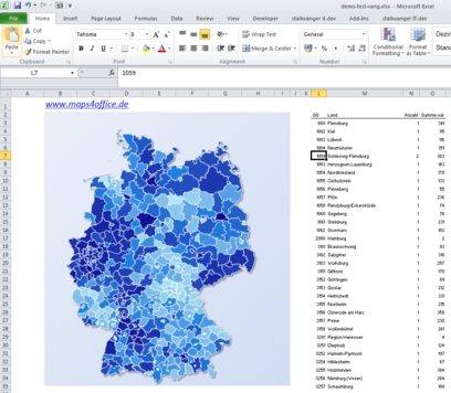 Excel Landkreiskarte Maps4Office (Bildquelle: (c) by stallwanger IT.dev - Maps4Office) Excel Landkreiskarte Maps4Office (Bildquelle: (c) by stallwanger IT.dev - Maps4Office)