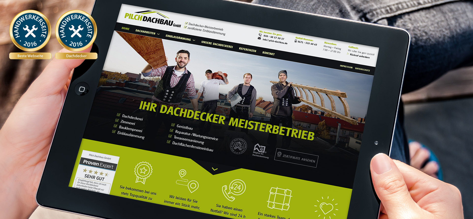 Die Website www.pilch-dachbau.de erstellt von PRIMA LINE Berlin wurde 
