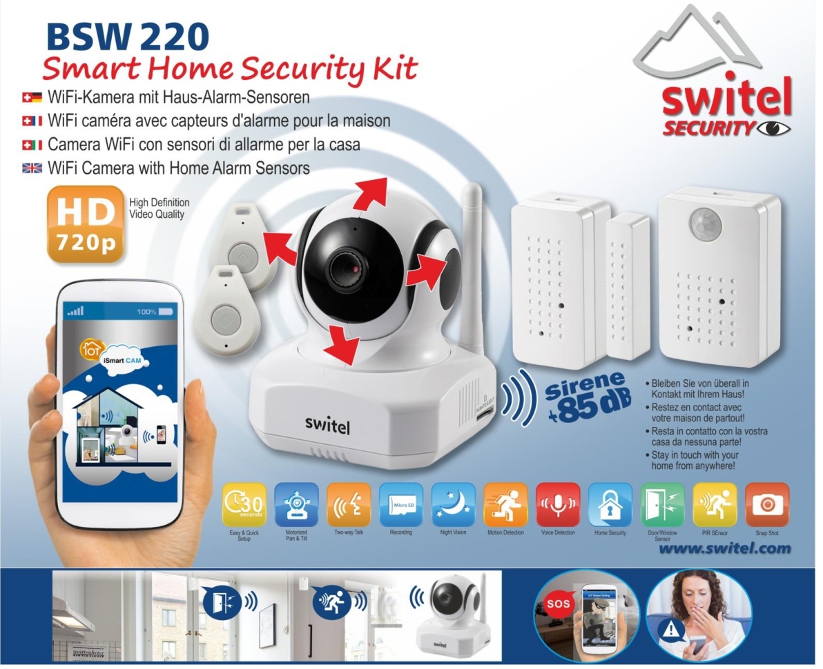 SWITEL stellt mit dem BSW 220 ein neues Smart Home Security Kit vor. SWITEL stellt mit dem BSW 220 ein neues Smart Home Security Kit vor.