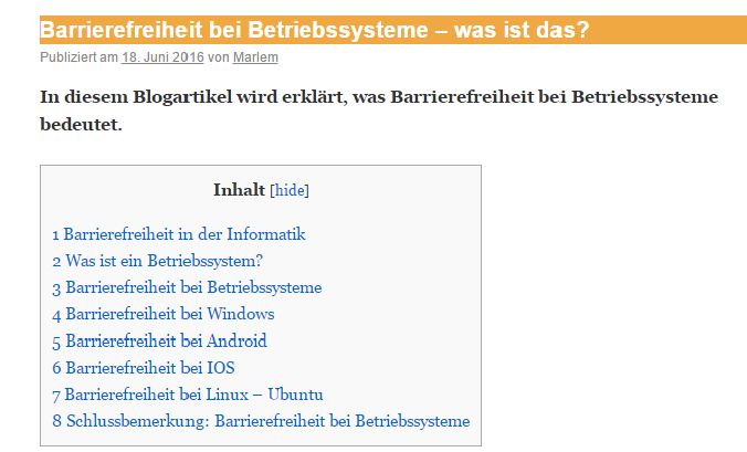 Eingabehilfe bei Betriebssysteme