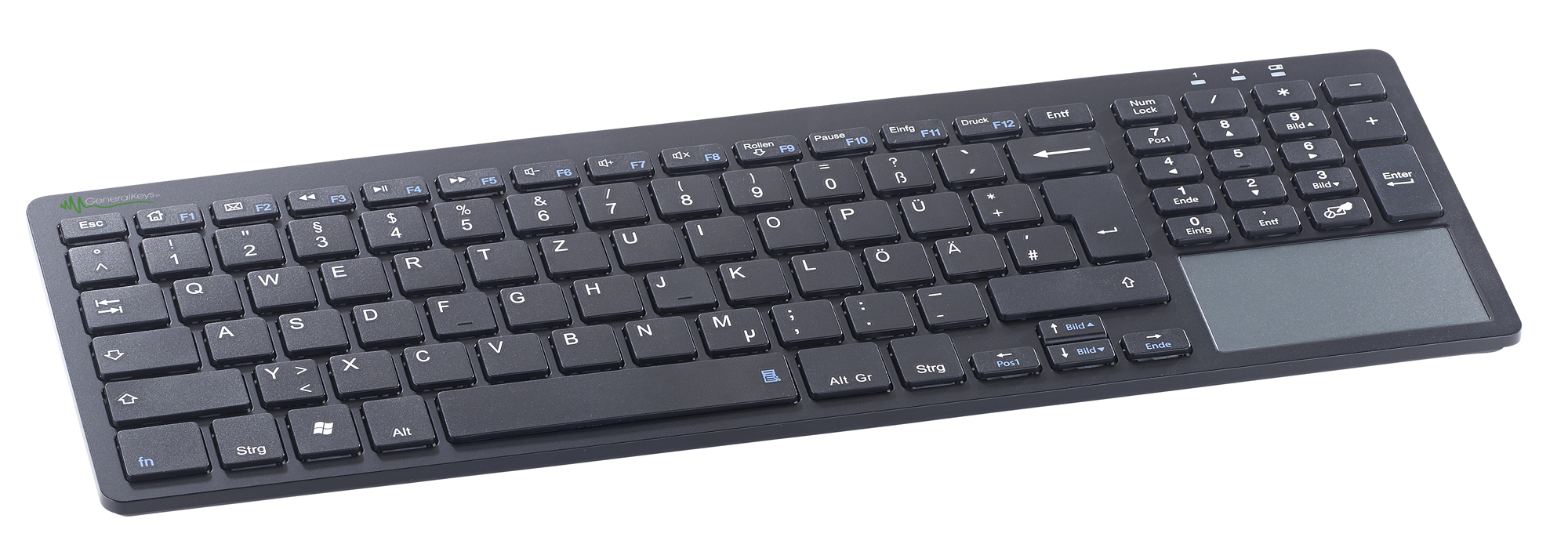 Slim-Funktastatur mit Touchpad, Ziffernblock und Scissor-Tasten Slim-Funktastatur mit Touchpad, Ziffernblock und Scissor-Tasten