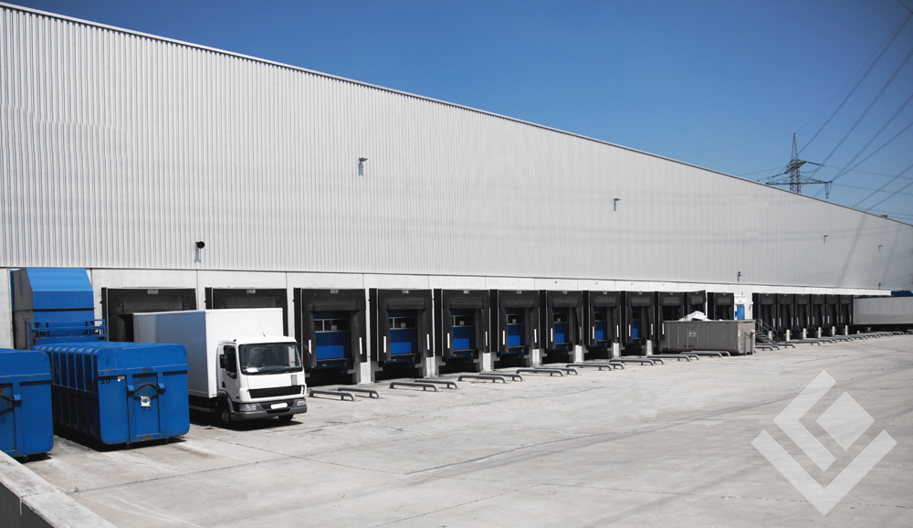 Außenansicht einer Logistikimmobilie Außenansicht einer Logistikimmobilie