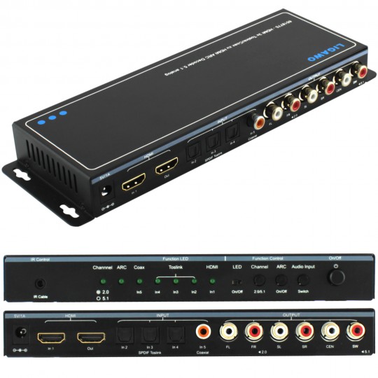 Ligawo ® 6518775 Audio & HDMI ARC Extractor/ Decoder zu analog 2.0/5.1 Ligawo ® 6518775 Audio & HDMI ARC Extractor/ Decoder zu analog 2.0/5.1