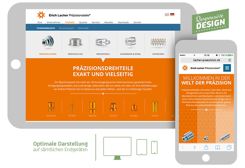 Der neue Webauftritt für Lacher Drehteile im responsive Design Der neue Webauftritt für Lacher Drehteile im responsive Design