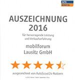 Die Auszeichnung von AutoScout24. Foto: mobilforum gruppe. Die Auszeichnung von AutoScout24. Foto: mobilforum gruppe.
