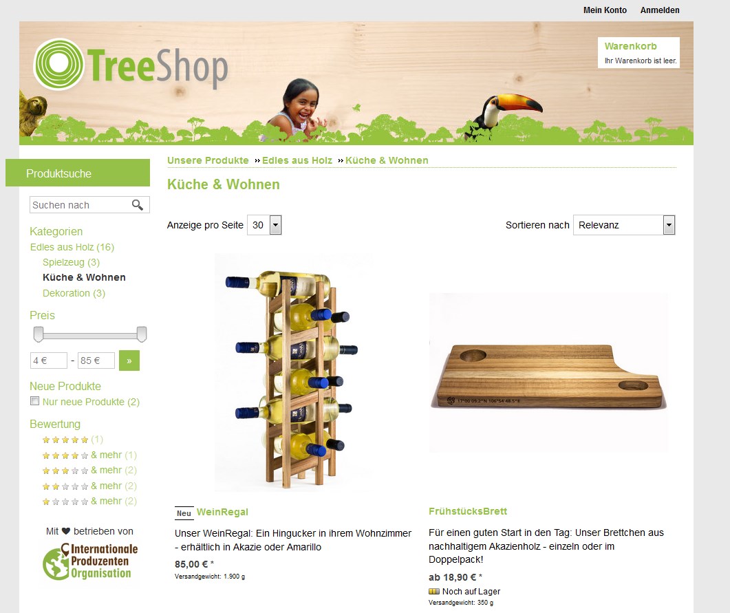 TreeShop: Holzprodukte und Leckereien, sozial- und umweltverträglich hergestellt TreeShop: Holzprodukte und Leckereien, sozial- und umweltverträglich hergestellt