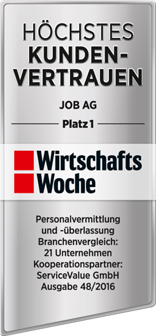 JOB AG ist der Personaldienstleister mit dem höchsten Kundenvertrauen