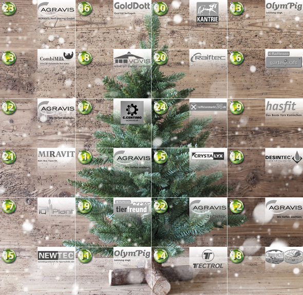 24 Tage lang gibt es täglich tolle Preise beim Online-Adventskalender der AGRAVIS Raiffeisen AG. 24 Tage lang gibt es täglich tolle Preise beim Online-Adventskalender der AGRAVIS Raiffeisen AG.