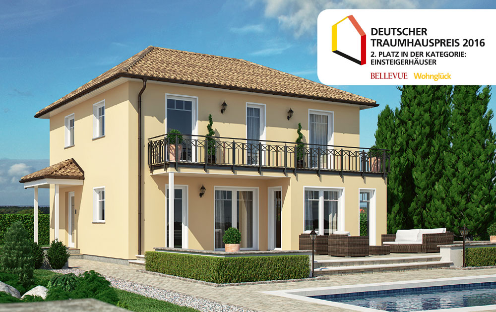 2. Platz: CLOU 135 (Walmdach) Deutscher Traumhauspreis (Kategorie Einsteigerhäuser) 2. Platz: CLOU 135 (Walmdach) Deutscher Traumhauspreis (Kategorie Einsteigerhäuser)
