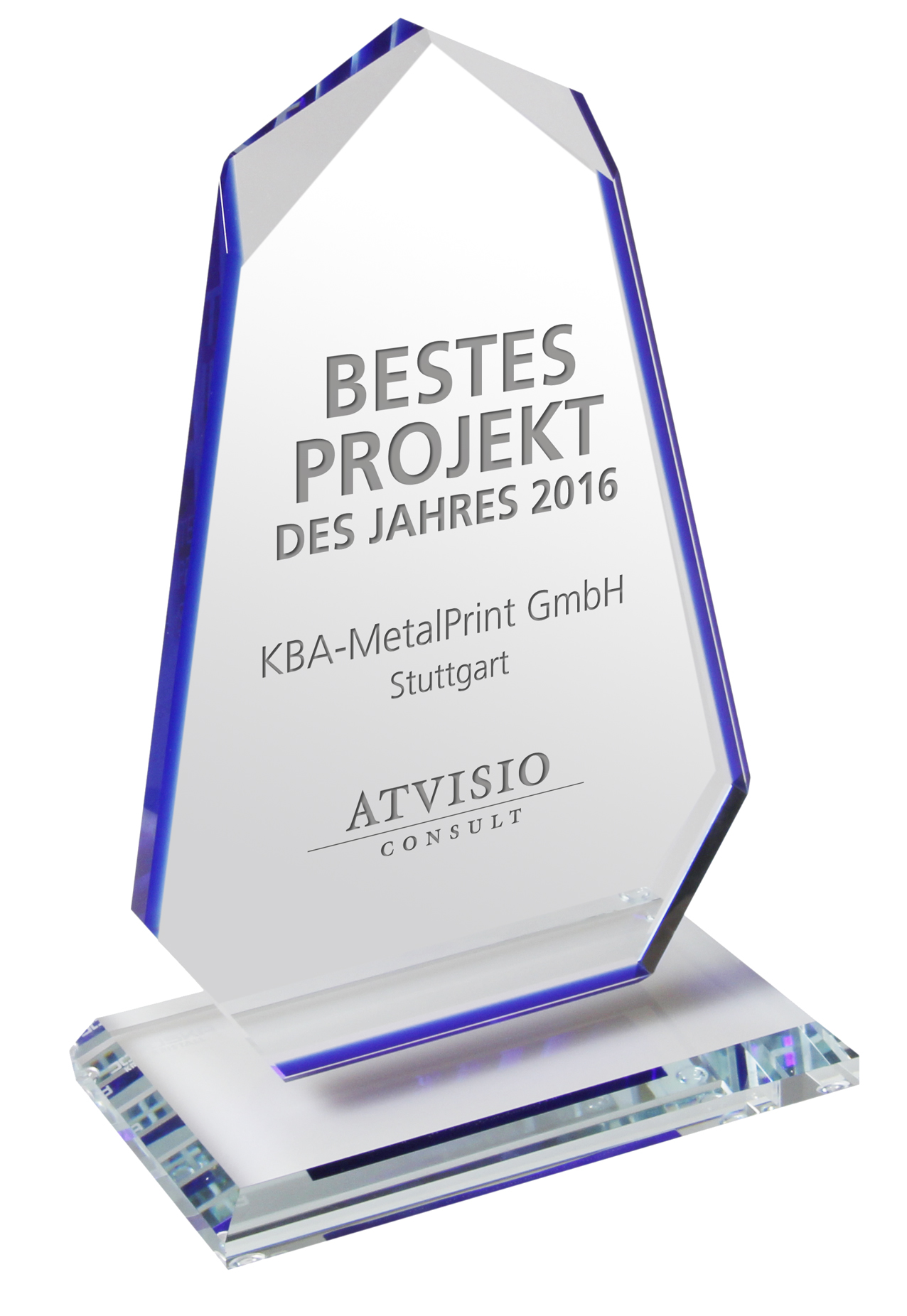 Das Symbol exzellenter Business Intelligence-Projekte - der ATVISIO Award 2016 aus reinstem Kristall