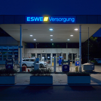 Gebäudebeschriftung an der ESWE Tankstelle