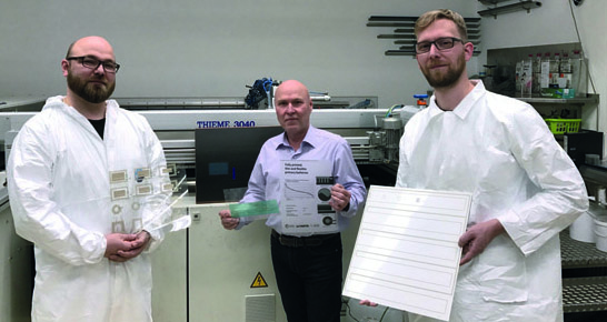 Kominieren Elektronik und Druckprozesse: ELMERIC-Gründer Dr. Ingmar Petersen, Werner Fink und Michae Kominieren Elektronik und Druckprozesse: ELMERIC-Gründer Dr. Ingmar Petersen, Werner Fink und Michae