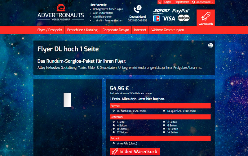 Flyer DL bei Advertronauts Deutschland