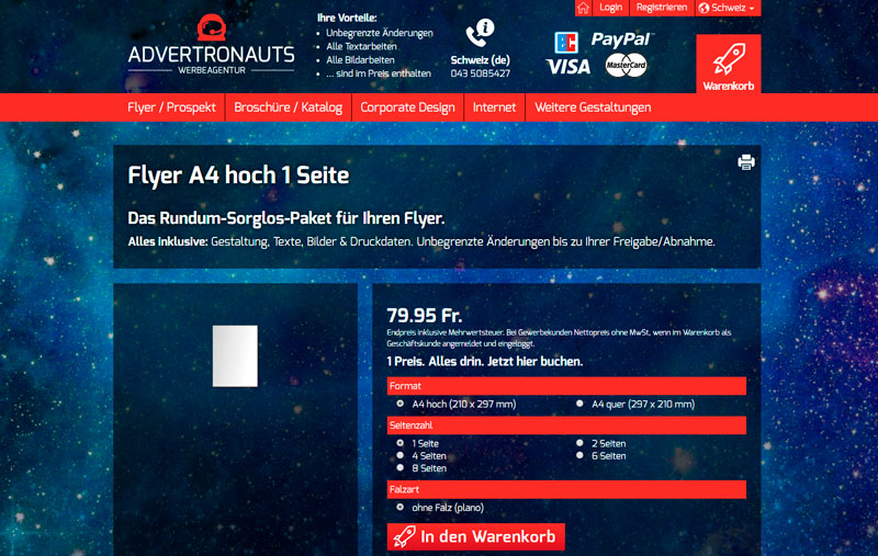 Flyer A4 bei Advertronauts Schweiz Flyer A4 bei Advertronauts Schweiz