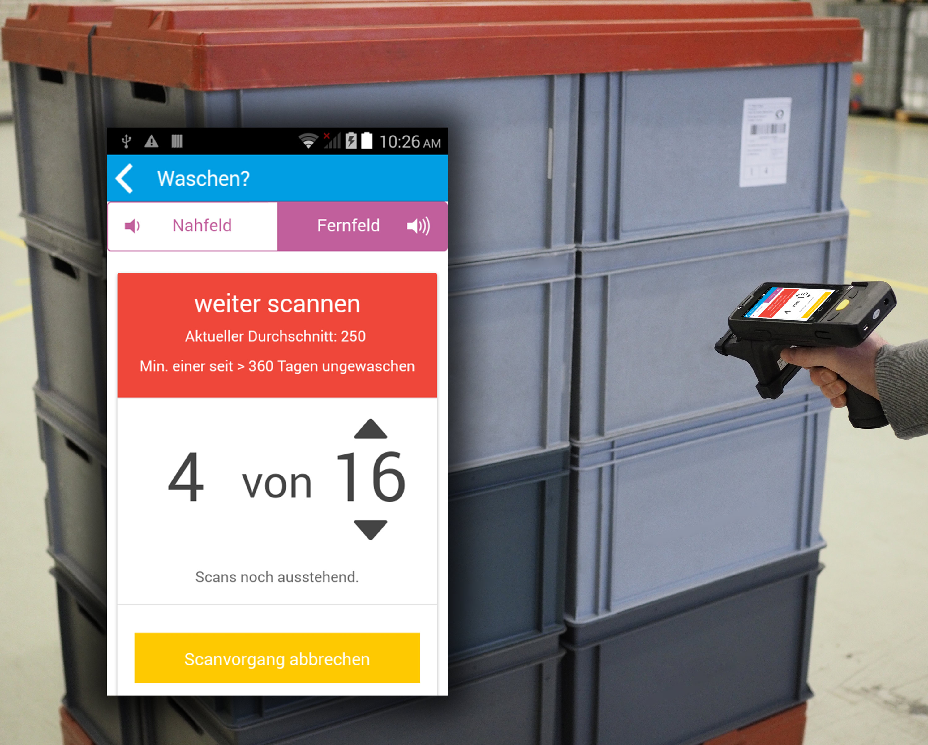 Einfache Kontrolle der Behälterreinigung mit der finderbox®App Einfache Kontrolle der Behälterreinigung mit der finderbox®App