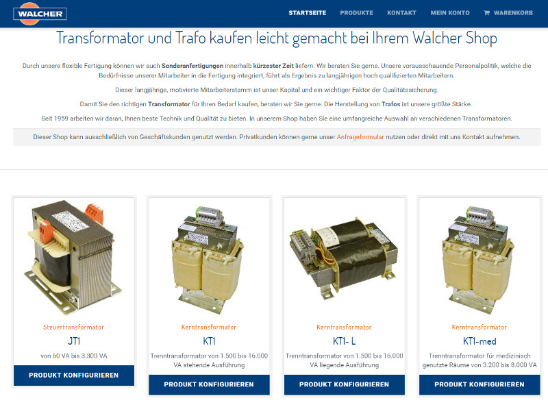 Walcher Trafo Webshop