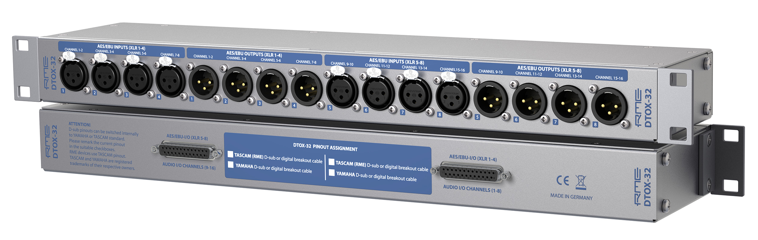Die drei DTOX-16-Modelle und die DTOX-32-Konsole sind die Nachfolger der BOB Breakout-Boxen von RME. Die drei DTOX-16-Modelle und die DTOX-32-Konsole sind die Nachfolger der BOB Breakout-Boxen von RME.