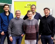 (Foto: hl-studios, Erlangen): Prof. Barta, HS Ansbach (2.v.r.) und hl-studios nach dem Vortrag