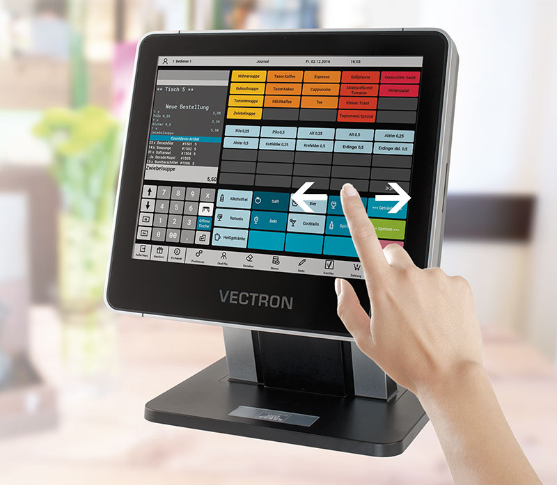 Die Vectron POS Touch 15 II lässt sich mit Gesten steuern. Die Vectron POS Touch 15 II lässt sich mit Gesten steuern.