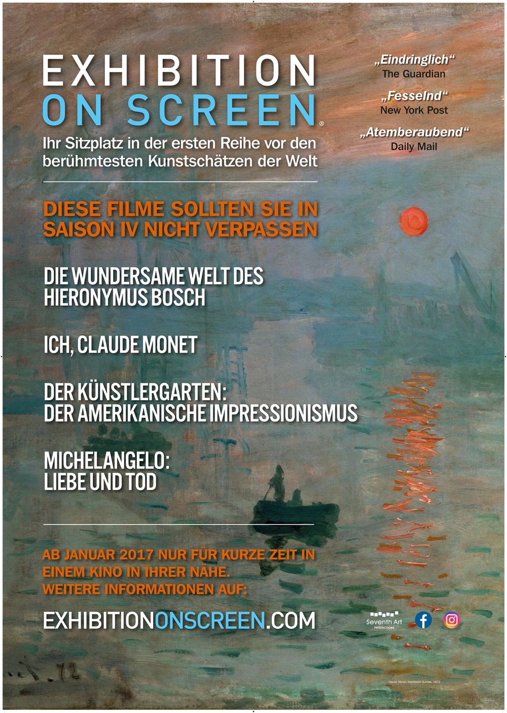 EXHIBITION ON SCREEN bringt ab Februar 2017 die ganz große Kunst auf die große Kinoleinwand EXHIBITION ON SCREEN bringt ab Februar 2017 die ganz große Kunst auf die große Kinoleinwand
