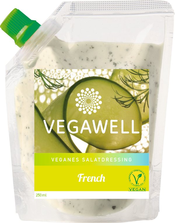 Das Sortiment umfasst zurzeit noch vegane Mayonnaise, Aioli und drei vegane Salatdressings Das Sortiment umfasst zurzeit noch vegane Mayonnaise, Aioli und drei vegane Salatdressings