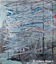 Adam Noack: Regal (Papierflut), Öl auf Leinwand, 2015 Adam Noack: Regal (Papierflut), Öl auf Leinwand, 2015