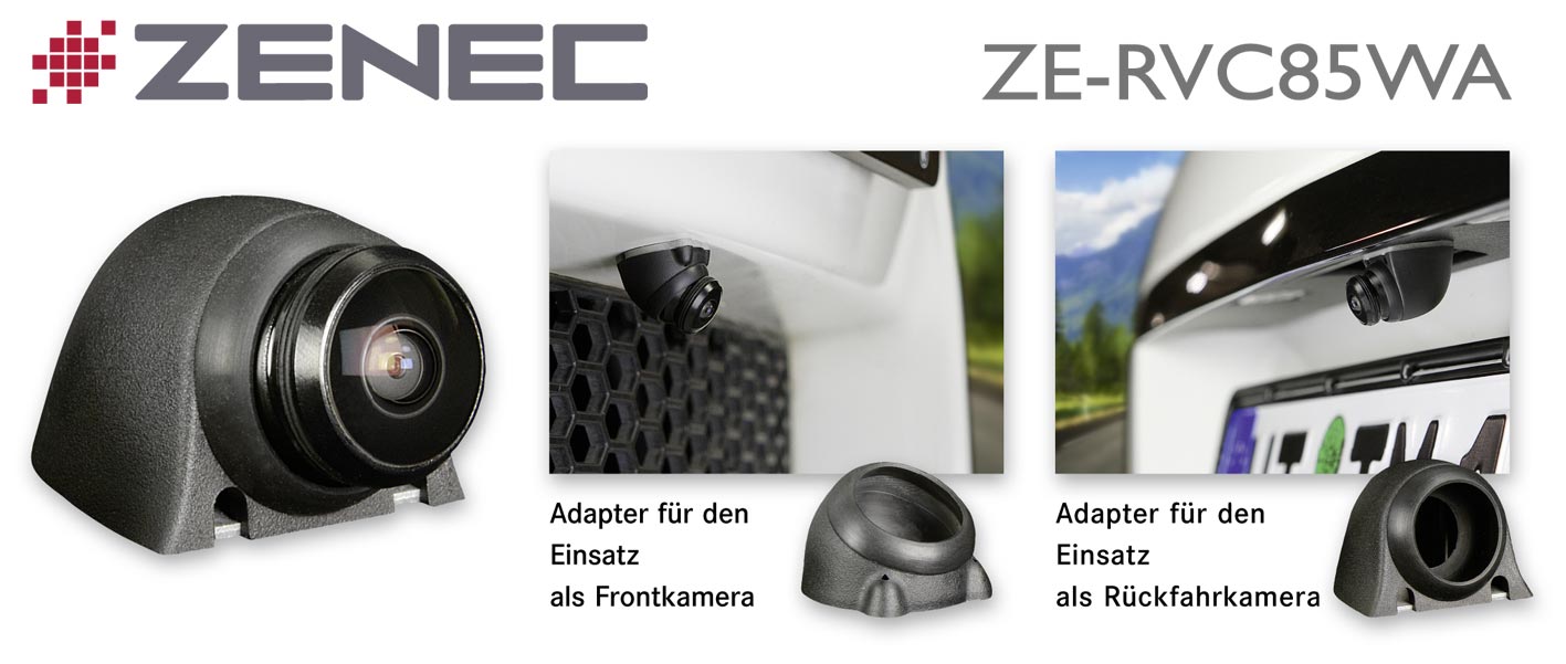 ZENEC ZE-RVC85WA: Einsetzbar als Front/Rückfahrkamera ZENEC ZE-RVC85WA: Einsetzbar als Front/Rückfahrkamera