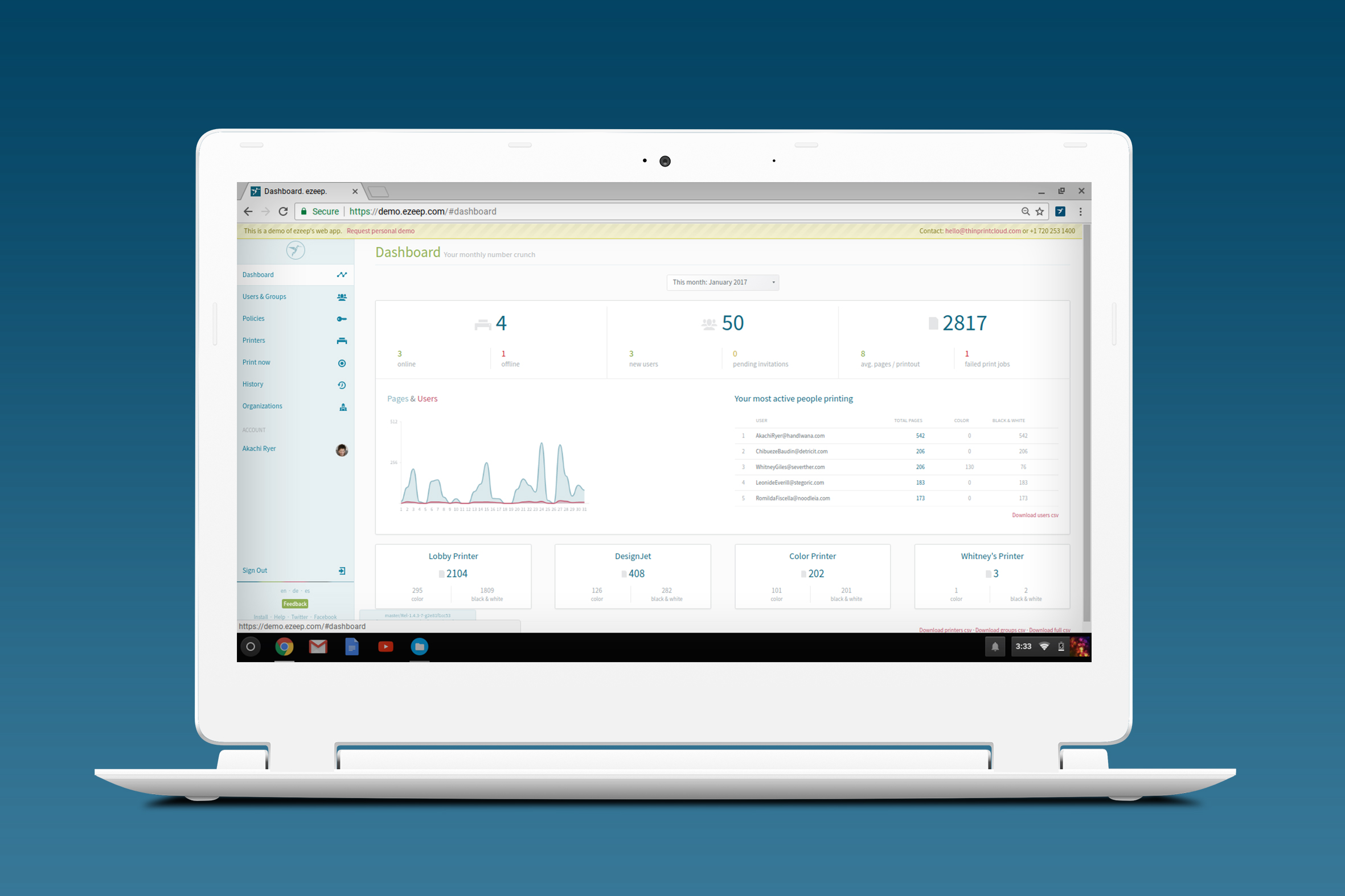 Mit der ThinPrint Cloud Extension können Admins das Chromebook-Drucken in ihr Netzwerk integrieren