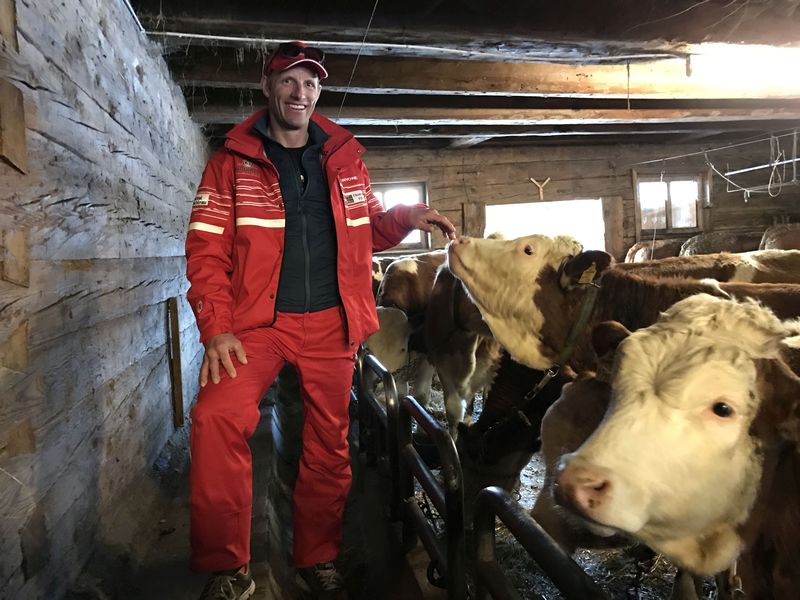 Thomas Fill startet seinen Tag im Stall, bevor er als Skilehrer und -guide auf die Piste geht. Thomas Fill startet seinen Tag im Stall, bevor er als Skilehrer und -guide auf die Piste geht.