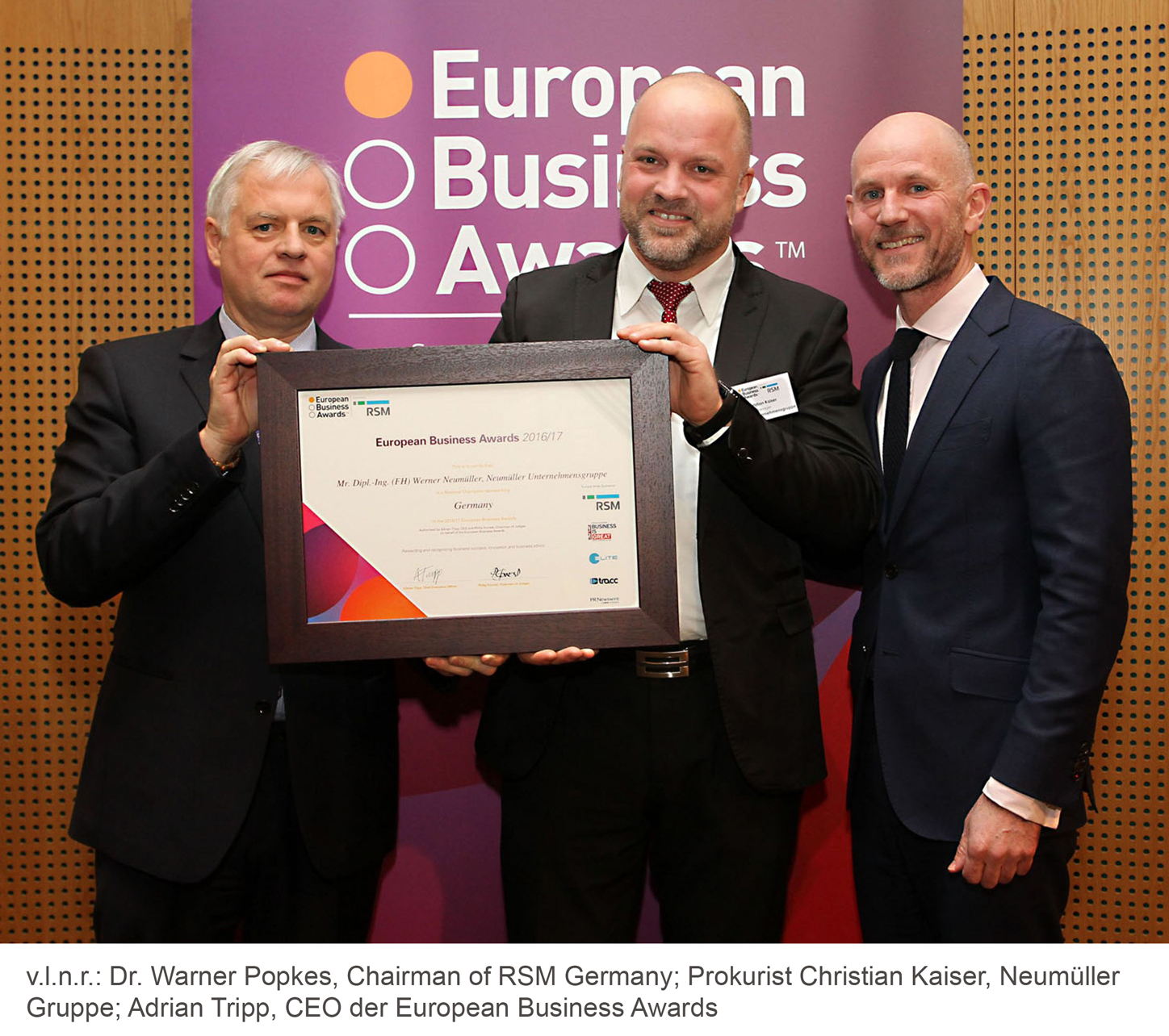 v.l.n.r.: Dr. Warner Popkes, Chairman of RSM Germany; Prokurist Christian Kaiser, Neumüller Gruppe; v.l.n.r.: Dr. Warner Popkes, Chairman of RSM Germany; Prokurist Christian Kaiser, Neumüller Gruppe;