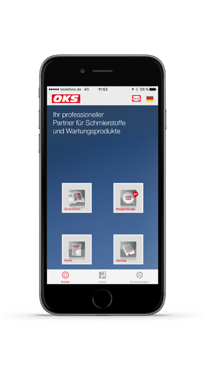 Mit Hilfe der neuen OKS-App finden Anwender blitzschnell den richtigen Schmierstoff