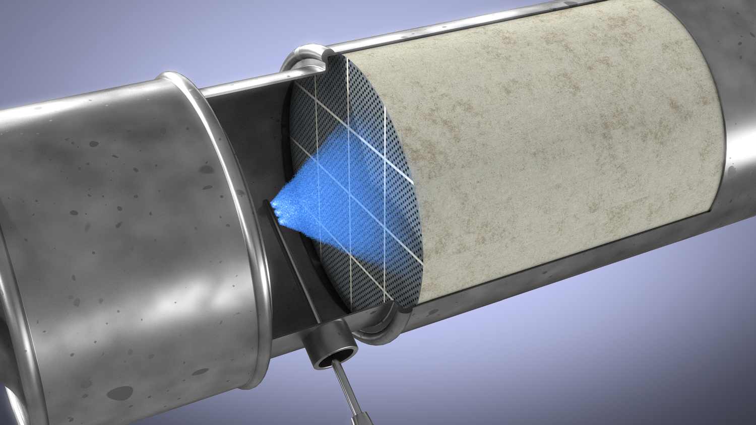 Einbringen der TUNAP Reinigungsflüssigkeitüber dieÖffnung des Differenzdrucksensors. Bild: TUNAP Einbringen der TUNAP Reinigungsflüssigkeitüber dieÖffnung des Differenzdrucksensors. Bild: TUNAP