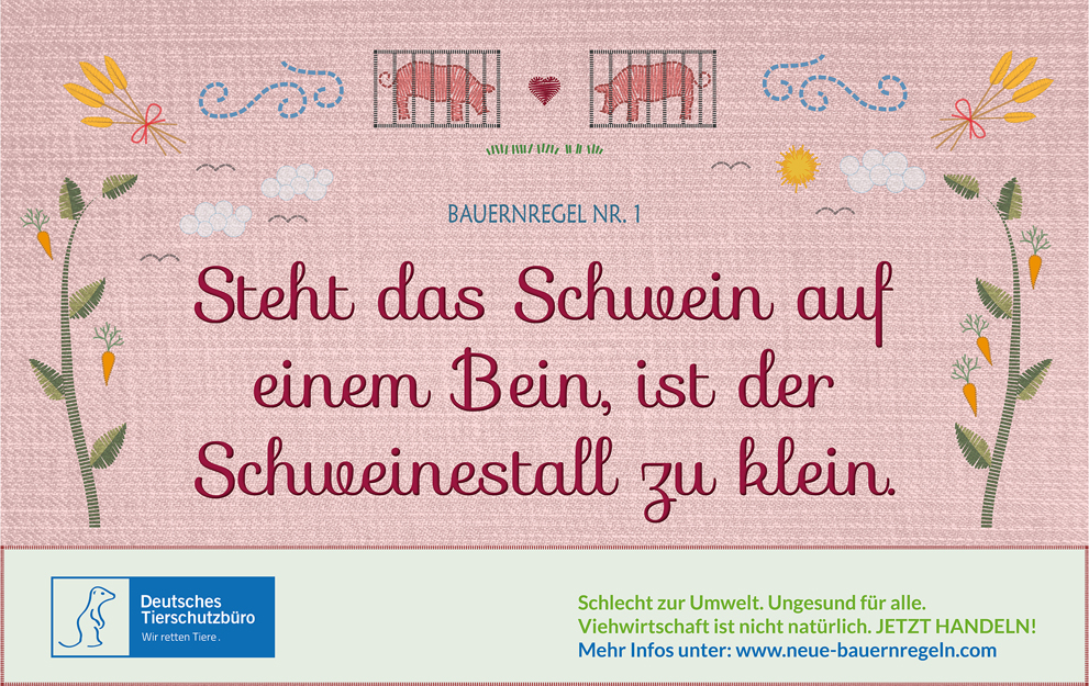 Das Deutsche Tierschutzbüro führt die Plakat-Kampagne der Bundesumweltministerin Hendricks fort. Das Deutsche Tierschutzbüro führt die Plakat-Kampagne der Bundesumweltministerin Hendricks fort.